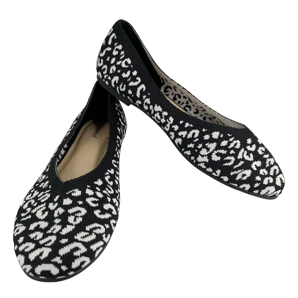 Ataiwee Shoes Leopard Black White 11 Ballet Flats New